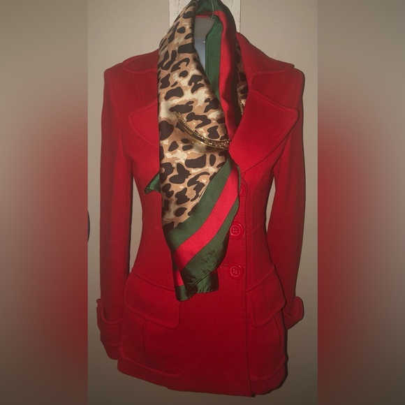 Forever 21 Jackets & Blazers - EUC Forever 21 Red Coat with New Scarf and Gold Chain